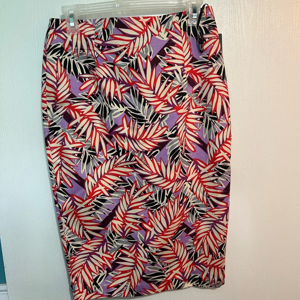 Guess Orange and Purple Knee-Length Pencil Skirt Resort Wear